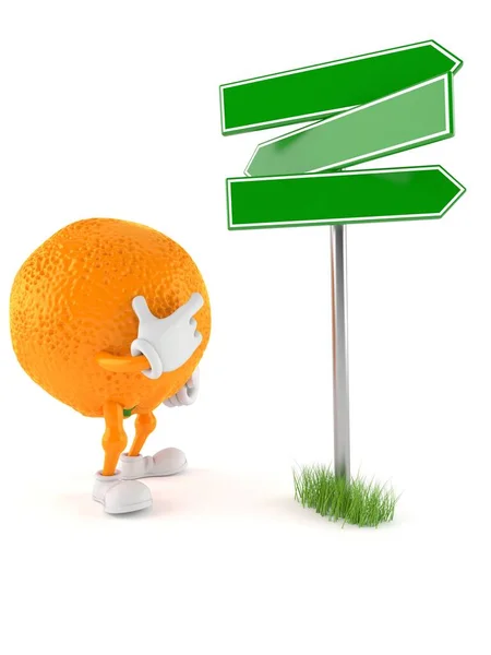 Carácter naranja con señal en blanco — Foto de Stock