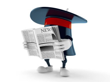 Sihirli şapka karakteri gazete okuyor.