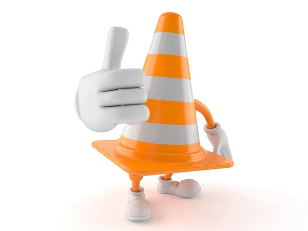 Baş parmaklı trafik konisi karakteri — Stok fotoğraf