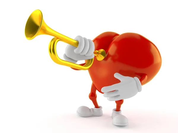 Personaje del corazón tocando la trompeta — Foto de Stock