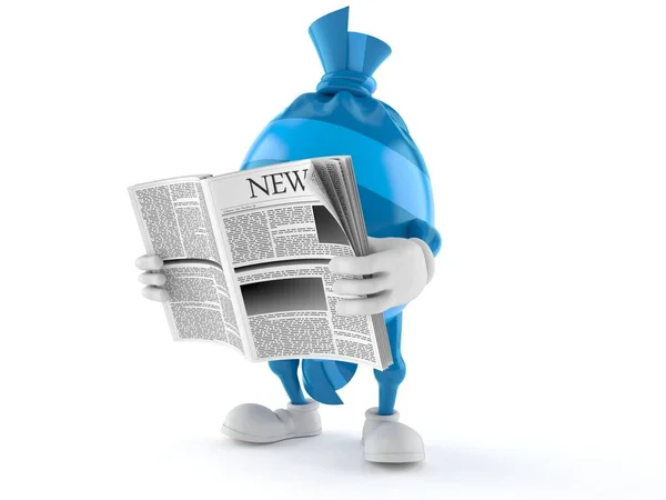 Candy character reading newspaper — Stock Photo, Image
