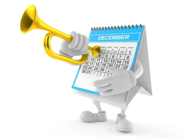 Personaje del calendario tocando la trompeta — Foto de Stock