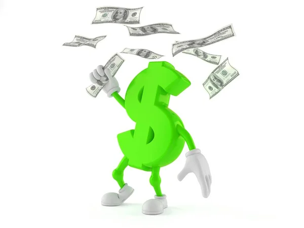 Personagem de dólar pegar dinheiro — Fotografia de Stock