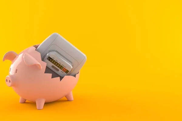 Electricity measure inside broken piggy bank — Stock Photo, Image