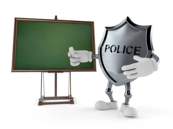 Politie badge karakter met blanco schoolbord — Stockfoto