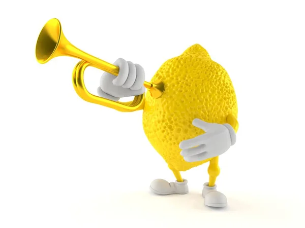 トランペットを吹くレモンのキャラクター — ストック写真