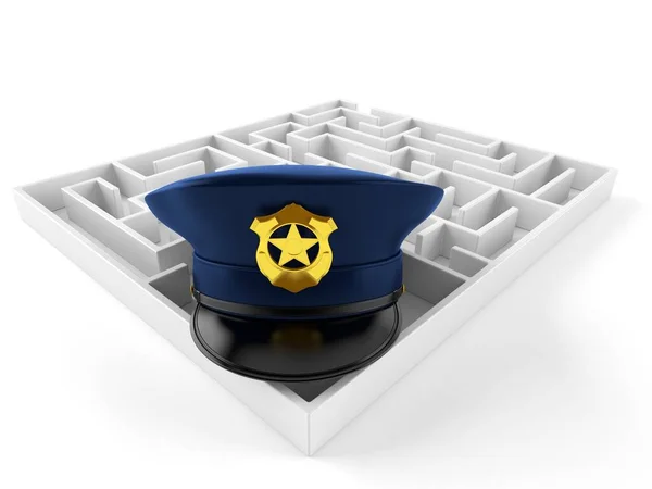 Cappello polizia dentro labirinto — Foto Stock