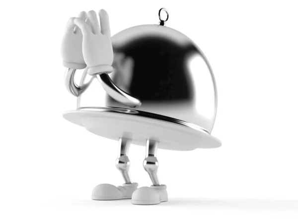 Silver catering dome character shouting — Stock Photo, Image