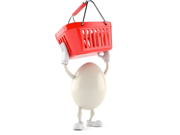 Яйцо персонаж держит корзину — стоковое фото