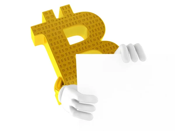 Bitcoin personagem atrás da parede branca — Fotografia de Stock