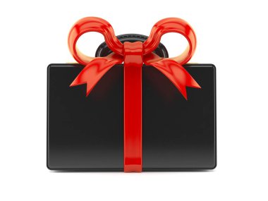 Kırmızı kurdeleli çanta.