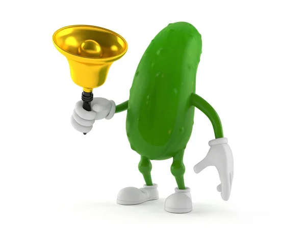 Cucumber character ringing a hand bell — Stock Photo, Image