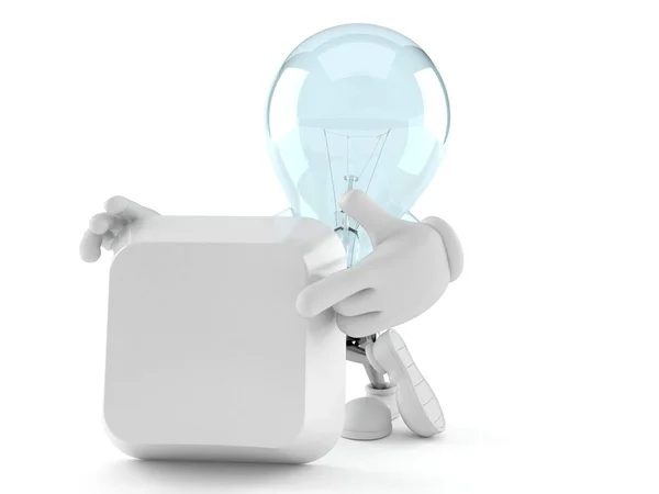 Caráter da lâmpada com tecla de teclado em branco — Fotografia de Stock