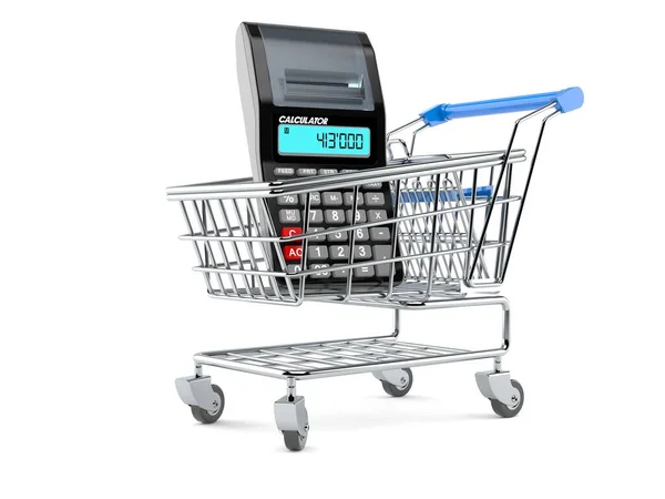 Calculadora dentro do carrinho de compras — Fotografia de Stock