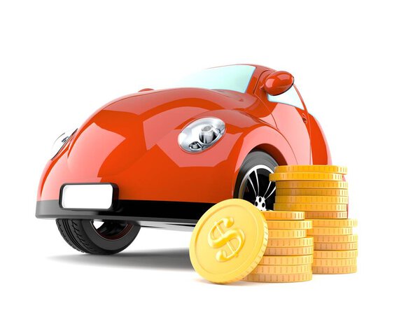 Car with stack of coins