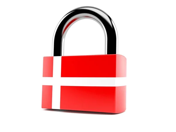 Vorhängeschloss mit dänischer Flagge — Stockfoto