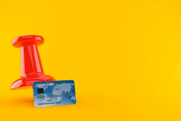 Thumbtack com cartão de crédito — Fotografia de Stock