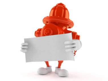 Yangın musluğu karakteri boş kağıt tutuyordu