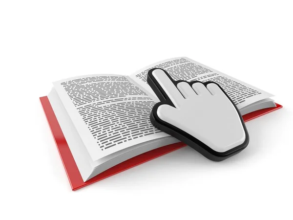 Cursor on open book — Stock Photo, Image