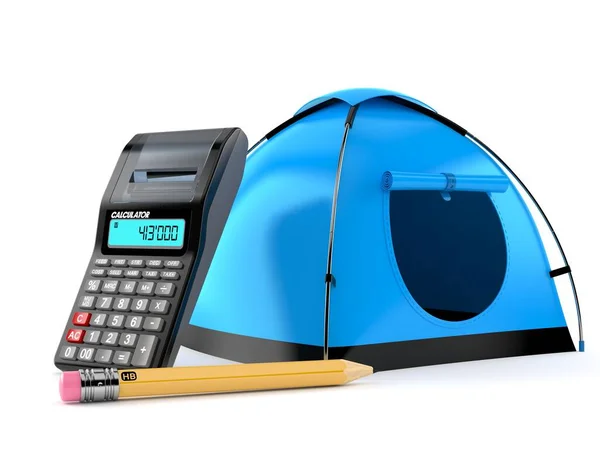 계산기와 연필로 텐트를 치는 모습 — 스톡 사진