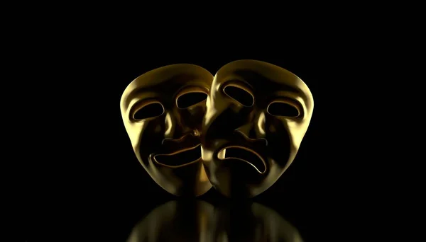 Siyah Arkaplanda Tiyatro Maskeleri — Stok fotoğraf