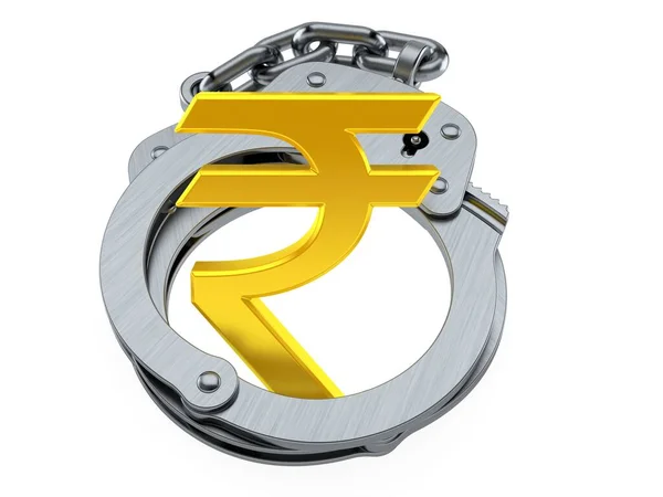 Rupie Currency Symbol Hand Cuffs — Stock Photo, Image