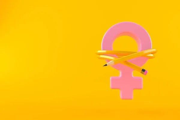 Vrouwelijk gendersymbool met potlood — Stockfoto