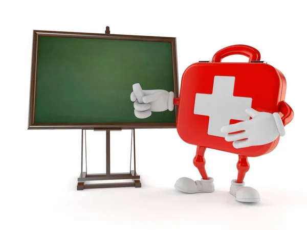 First aid kit character with blank blackboard — Stock Photo, Image