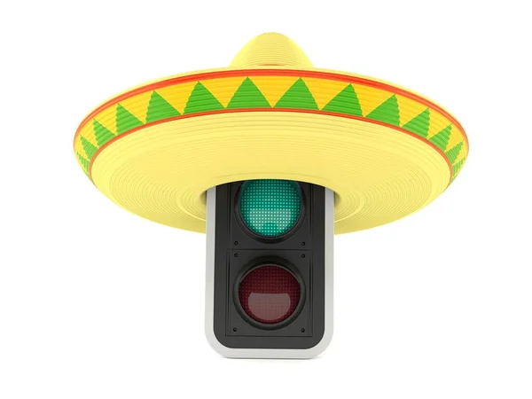 Grönt trafikljus med sombrero — Stockfoto