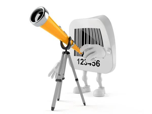 Barcode Karakter Met Telescoop Geïsoleerd Witte Achtergrond — Stockfoto