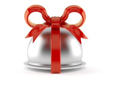 Kırmızı kurdeleli yemek kubbesi.