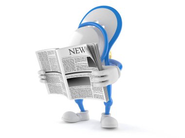 Bebek manken karakteri gazete okuyor.