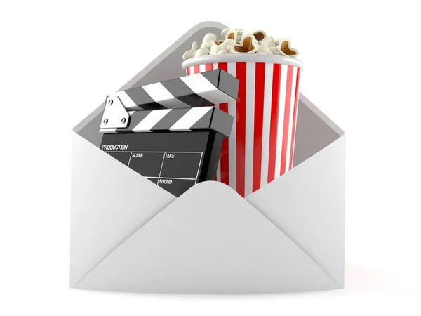 Popcorn und Klappkarton im Umschlag — Stockfoto