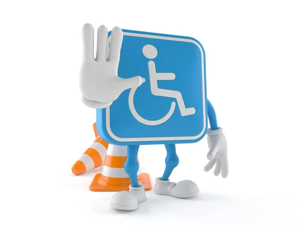 Handicapped character with stop gesture — Stock Photo, Image