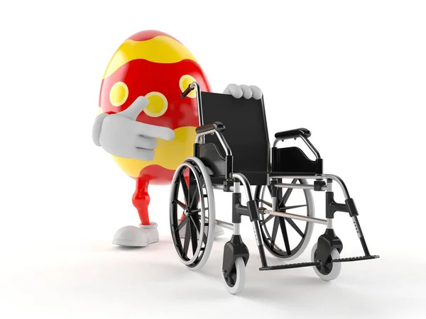 Paaseieren karakter met rolstoel — Stockfoto