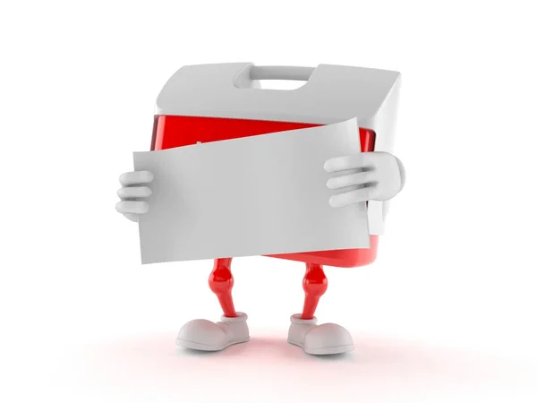 Transplantatie box karakter met blanco vel papier — Stockfoto