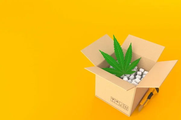 Cannabislöv inuti förpackningen — Stockfoto