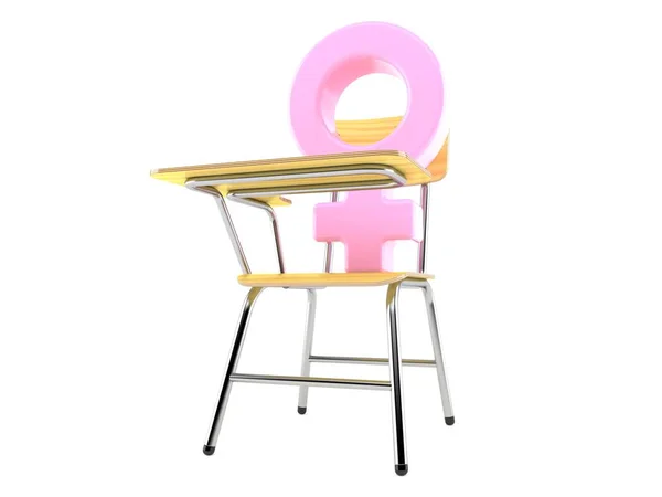 Female gender symbol on school chair — Stock Photo, Image