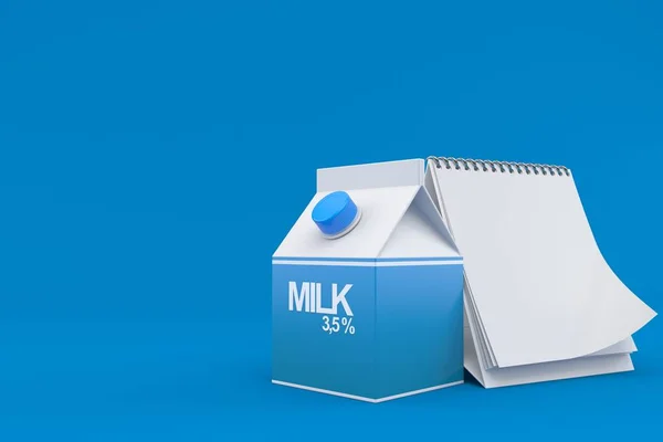 Молочна коробка з порожнім календарем — стокове фото