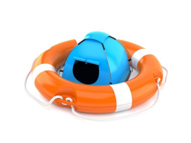 Yaşam şamandırası içinde çadır