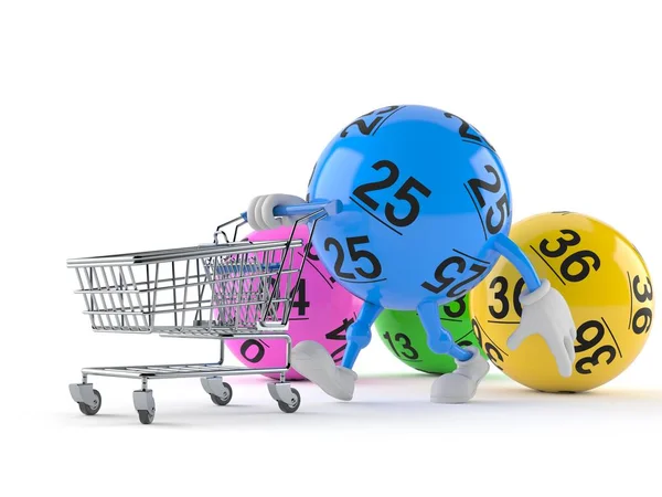Lotto labda karakter bevásárlókosár — Stock Fotó