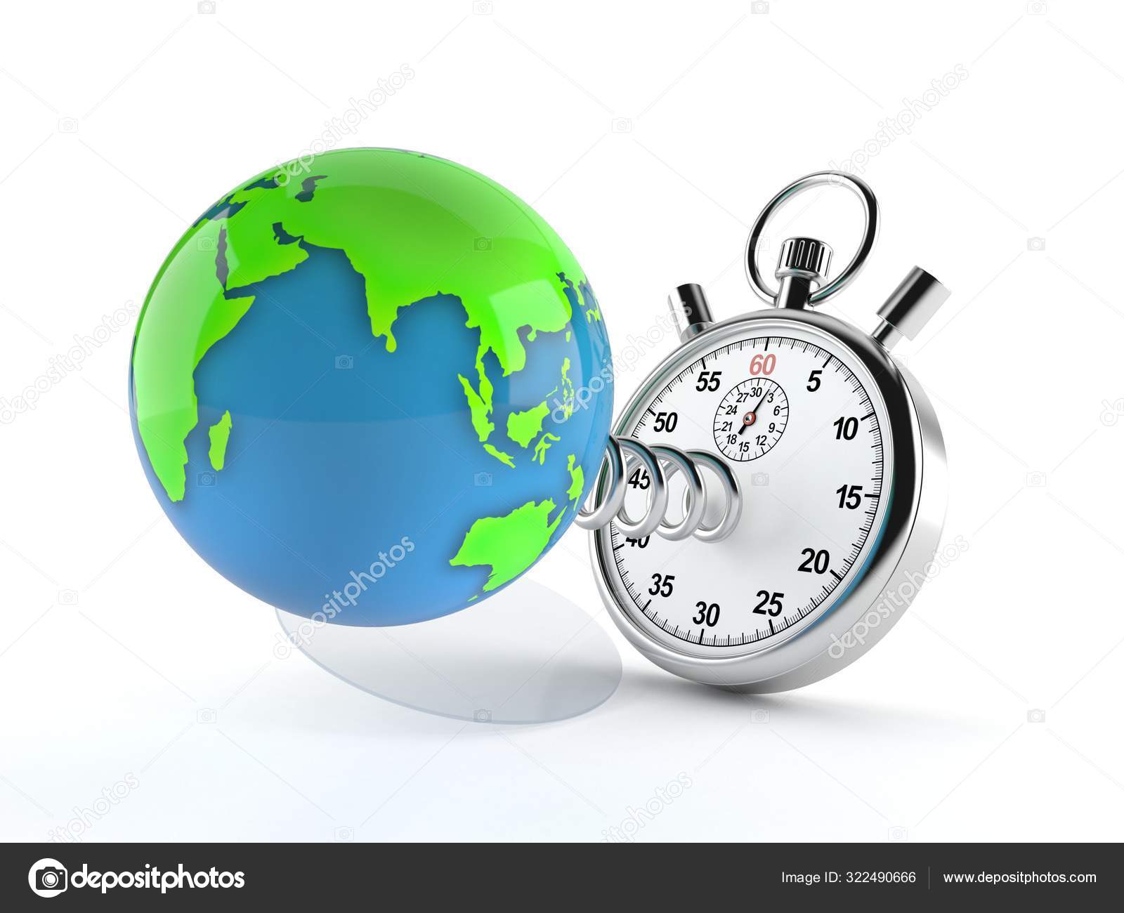 World globe with stopwatch Stock Photo by ©Talaj 322490666