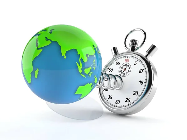 Mundo globo con cronómetro — Foto de Stock
