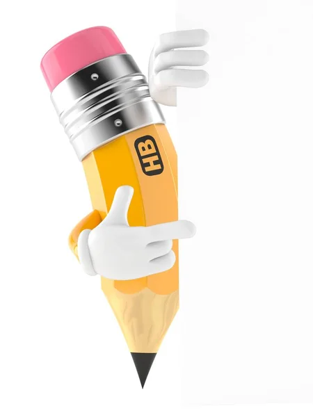 Ołówek wskazujący palcem — Zdjęcie stockowe