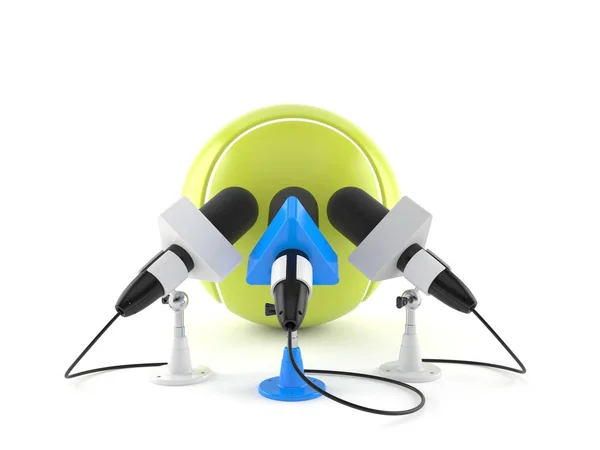 Tennis ball with interview microphones — Stock Photo, Image