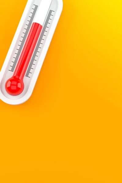 オレンジの背景の温度計 — ストック写真