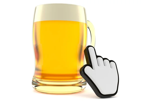 Glass of beer with web cursor — Stock Photo, Image