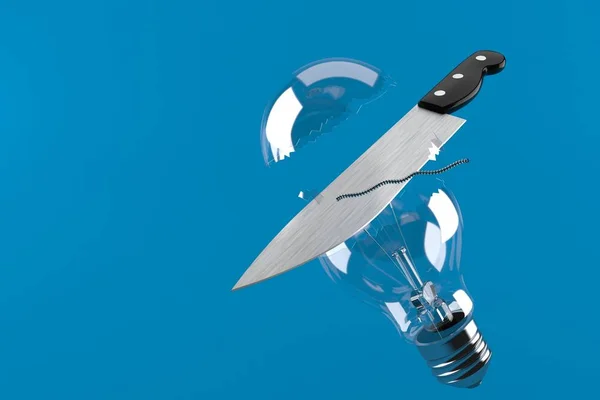 Glühbirne mit Messer zerbrochen — Stockfoto