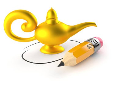 Magic lamp with pencil clipart
