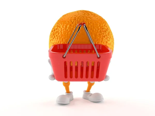 Personagem laranja segurando cesta de compras vazia — Fotografia de Stock